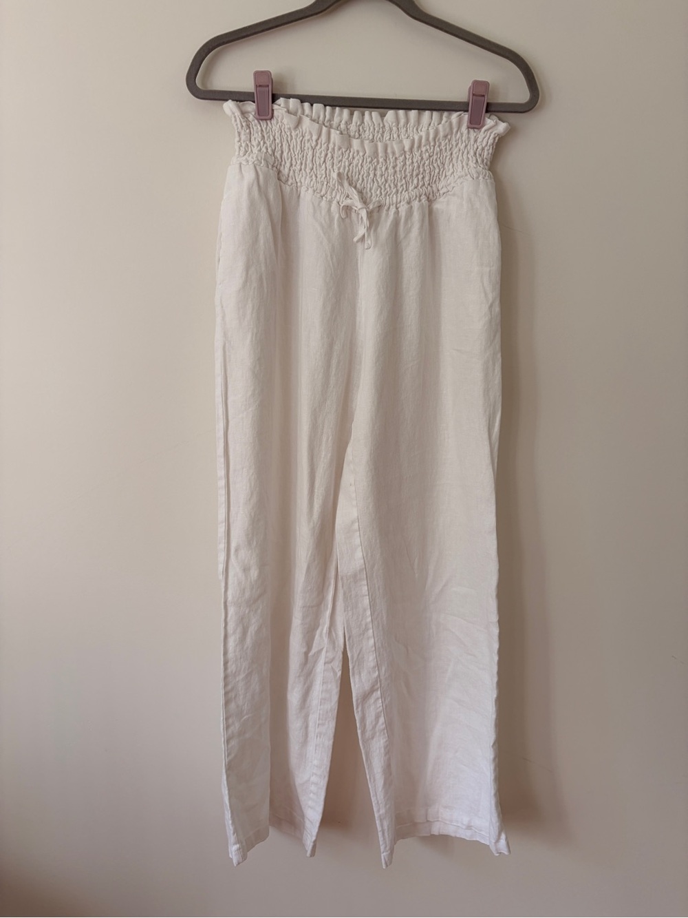 Angel Maternity Smocked Waist Wide-Leg Linen Pants